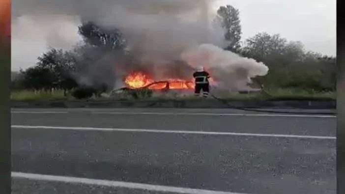 Kazanın ardından otomobil alev aldı!